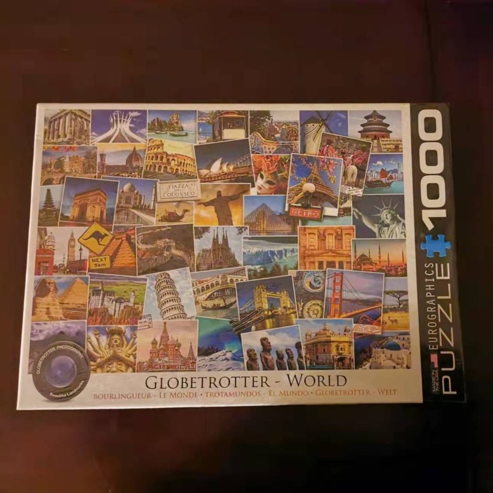 Brand new puzzle 1000-piece in sealed wrap 48.89cm X 67.63 cm globetrotter-world
